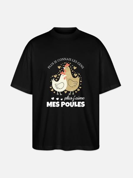 J'aime mes poules - T-shirt bio Blaster 2.0 coupe oversize Stanley/Stella Unisexe - noir