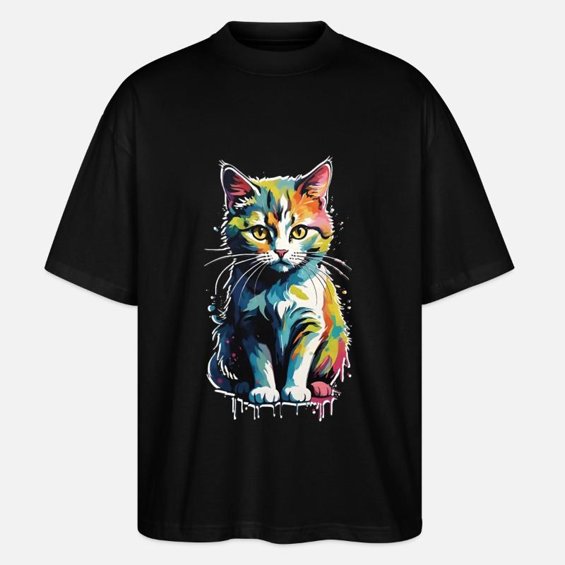 buntes Kätzchen - Stanley/Stella Oversized Unisex Bio T-Shirt Blaster 2.0 - Schwarz