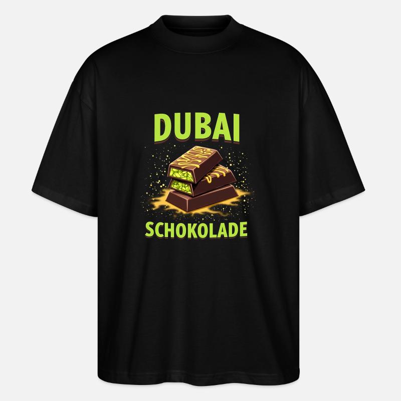 Dubai-Schokolade - Schokolade-Meme - Stanley/Stella Oversized Unisex Bio T-Shirt Blaster 2.0 - Schwarz