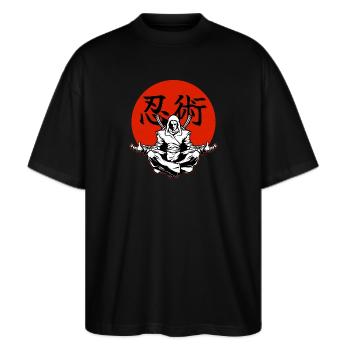 Ninja Ninjutsu Kämpfer - Stanley/Stella Oversized Unisex Bio T-Shirt Blaster 2.0 - Schwarz - Vorne - Alina (178cm) & Michal (187cm)