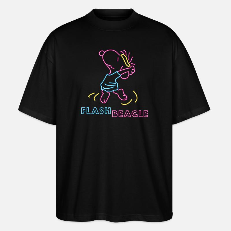 Jordnødder Snoopy Flash Beagle Neon 80'erne - Stanley/Stella Oversize Unisex Øko T-shirt Blaster 2.0 - sort