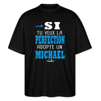 Michaël Si tu veux la perfection adopte Michael - T-shirt bio Blaster 2.0 coupe oversize Stanley/Stella Unisexe - noir - Devant - Alina (178cm) & Michal (187cm)