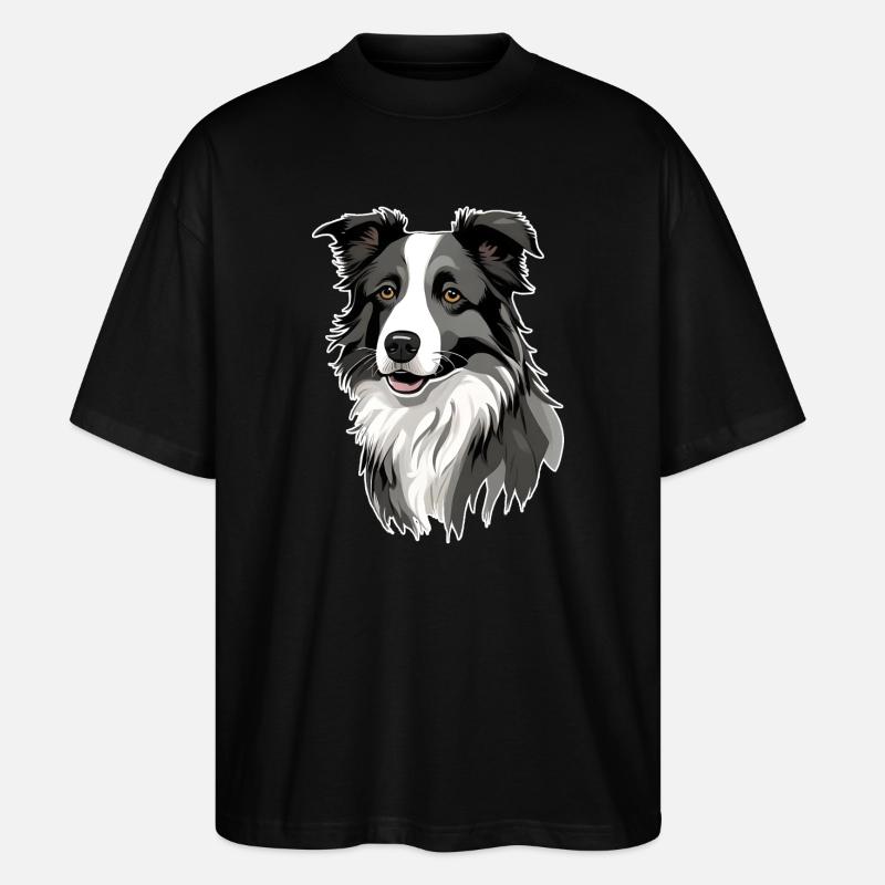 Border Collie - Stanley/Stella Oversized Unisex Bio T-Shirt Blaster 2.0 - Schwarz