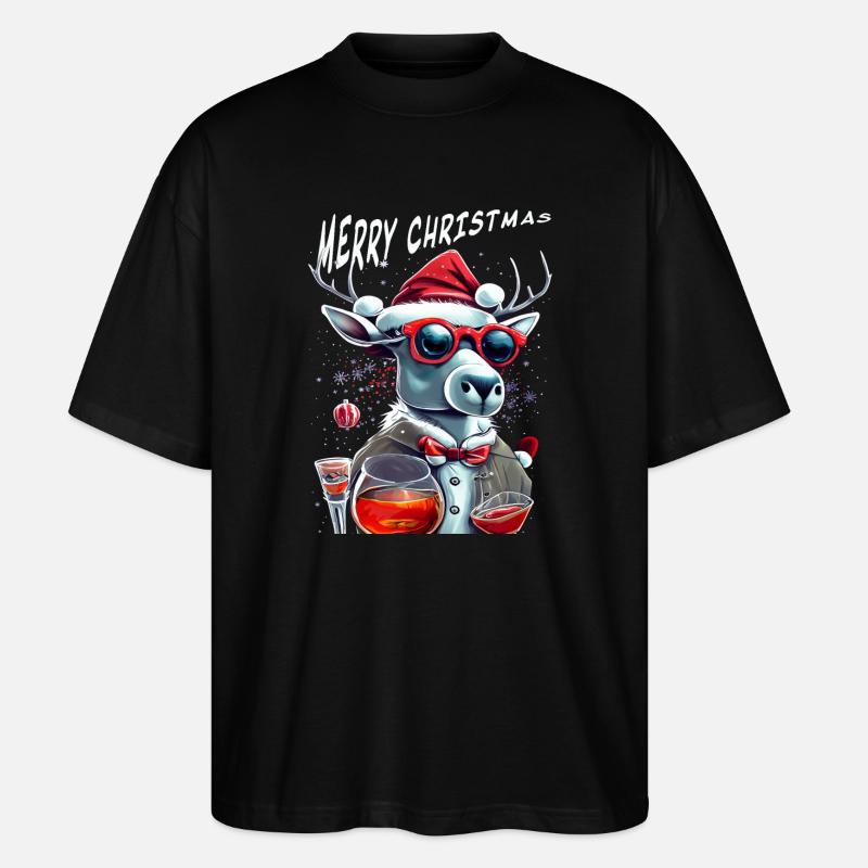 Merry Christmas Rentier - Stanley/Stella Oversized Unisex Bio T-Shirt Blaster 2.0 - Schwarz
