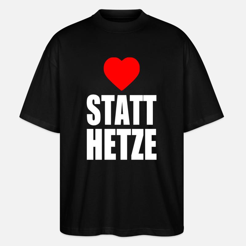 Herz statt hetze - Stanley/Stella Oversized Unisex Bio T-Shirt Blaster 2.0 - Schwarz