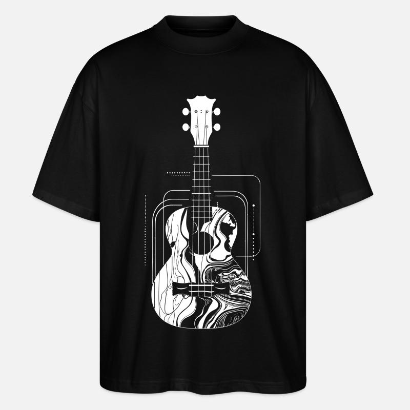 Dessin de ukulélé - T-shirt bio Blaster 2.0 coupe oversize Stanley/Stella Unisexe - noir