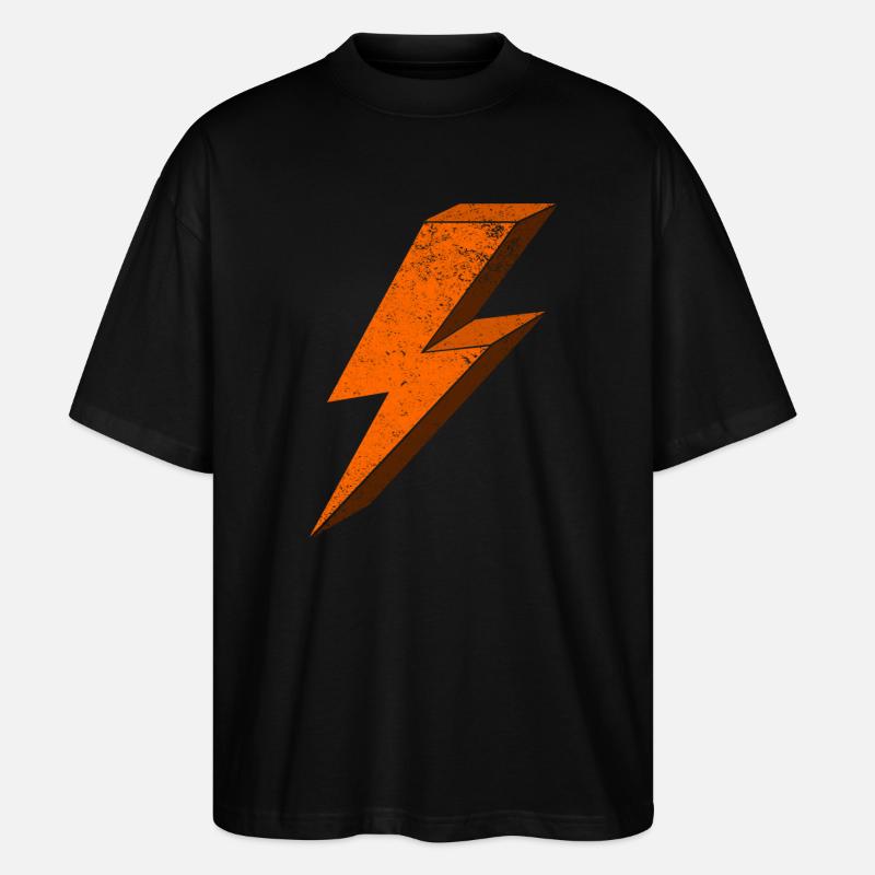 Energetischer Blitzeffekt in Orange 3D - Stanley/Stella Oversized Unisex Bio T-Shirt Blaster 2.0 - Schwarz