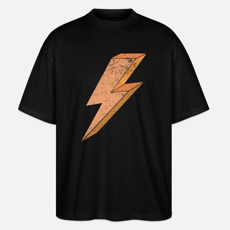 Blitzsymbol in warmem Orange 3D - Stanley/Stella Oversized Unisex Bio T-Shirt Blaster 2.0 - Schwarz