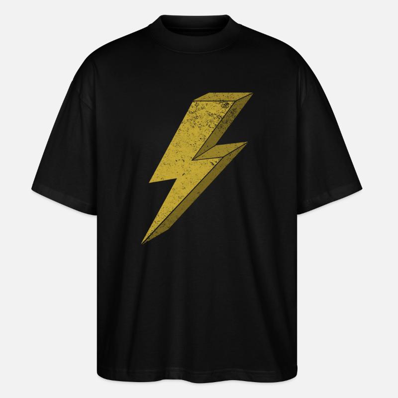 Dynamischer Blitz in Gold 3D - Stanley/Stella Oversized Unisex Bio T-Shirt Blaster 2.0 - Schwarz
