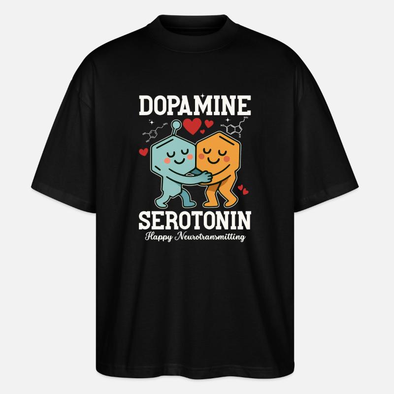 Dopamine Serotonin Hug Design - Stanley/Stella Oversized Unisex Organic T-shirt Blaster 2.0 - black