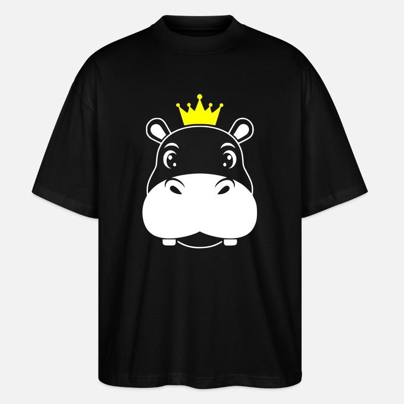 Nilpferd König Krone Prinz Vektor - Stanley/Stella Oversized Unisex Bio T-Shirt Blaster 2.0 - Schwarz