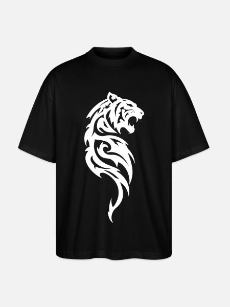 Tiger Tribal Silhouette - Stanley/Stella Oversized Unisex Organic T-shirt Blaster 2.0 - black