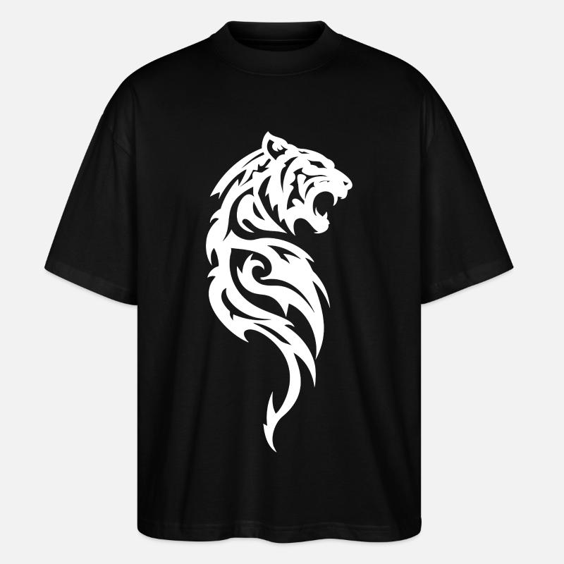 Silhouette tribale du tigre - T-shirt bio Blaster 2.0 coupe oversize Stanley/Stella Unisexe - noir