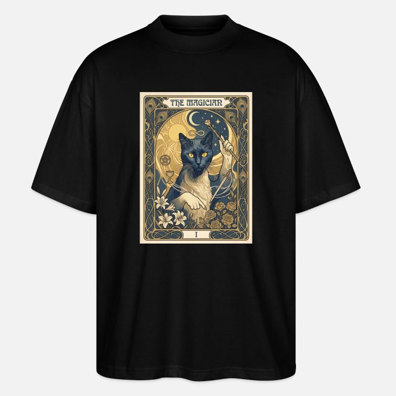 Cat, le magicien - T-shirt bio Blaster 2.0 coupe oversize Stanley/Stella Unisexe - noir