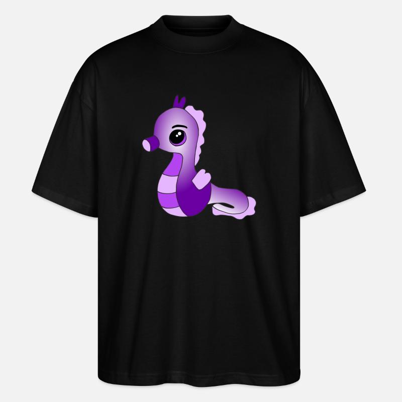 Knuffiges Seepferdchen - Stanley/Stella Oversized Unisex Bio T-Shirt Blaster 2.0 - Schwarz