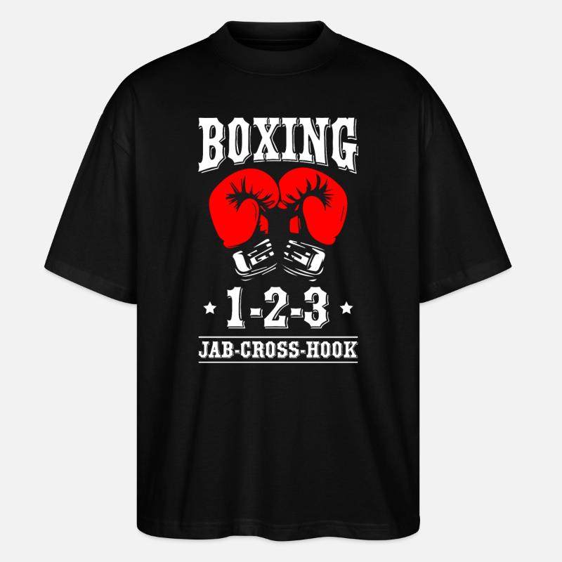 Boxing Jab Cross Hook - Stanley/Stella Oversized Unisex Bio T-Shirt Blaster 2.0 - Schwarz