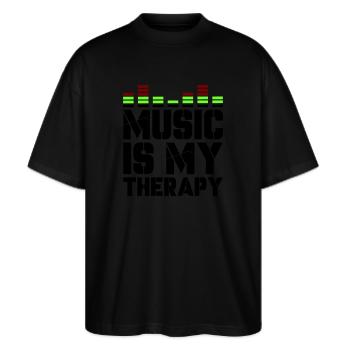 music is my therapy - Stanley/Stella Oversized Unisex Organic T-shirt Blaster 2.0 - black - Front - Alina (178cm) & Michal (187cm)