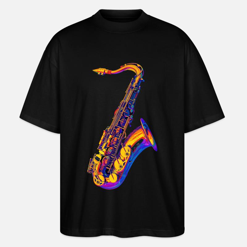 Saxophon - Stanley/Stella Oversized Unisex Bio T-Shirt Blaster 2.0 - Schwarz