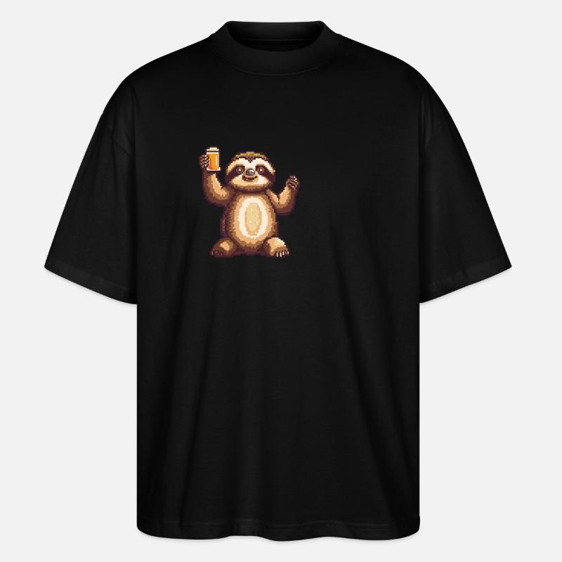 Faultier Bier Pixel - Stanley/Stella Oversized Unisex Bio T-Shirt Blaster 2.0 - Schwarz