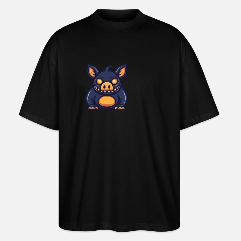 Cochon Halloween Drôle Sanglier - T-shirt bio Blaster 2.0 coupe oversize Stanley/Stella Unisexe - noir