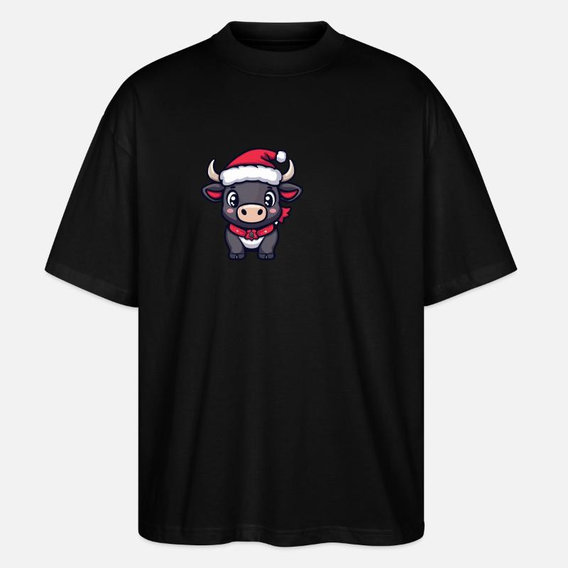 Stier Weihnachten Niedlich - Stanley/Stella Oversized Unisex Bio T-Shirt Blaster 2.0 - Schwarz
