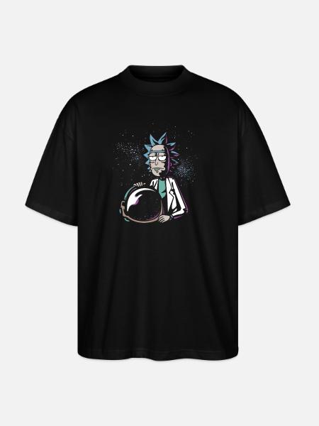 Rick and Morty Astronaut Helmet - Stanley/Stella Oversized Unisex Organic T-shirt Blaster 2.0 - black