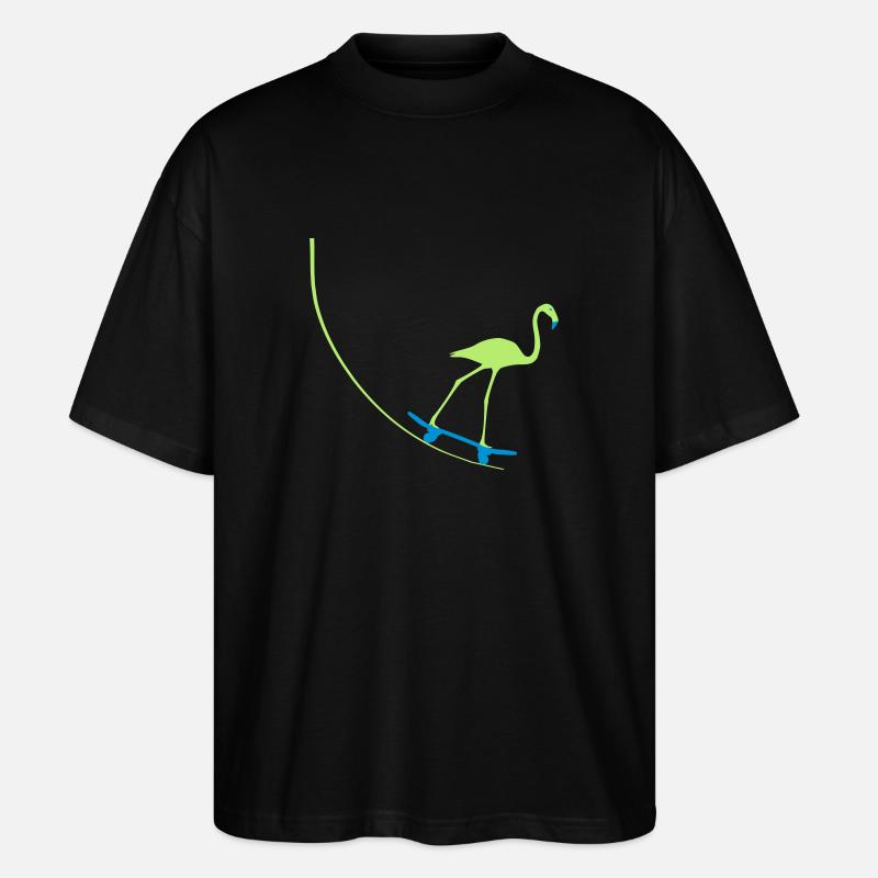 Flamingo sur planche à roulettes - T-shirt bio Blaster 2.0 coupe oversize Stanley/Stella Unisexe - noir