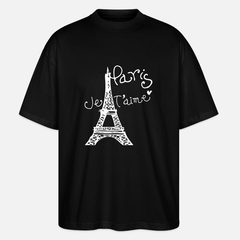 Paris Je T'aime Tour Eiffel - T-shirt bio Blaster 2.0 coupe oversize Stanley/Stella Unisexe - noir