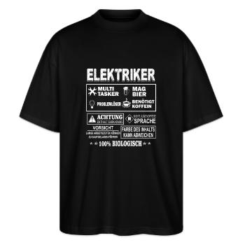 ELEKTRIKER Multitasker - Stanley/Stella Oversized Unisex Bio T-Shirt Blaster 2.0 - Schwarz - Vorne - Alina (178cm) & Michal (187cm)