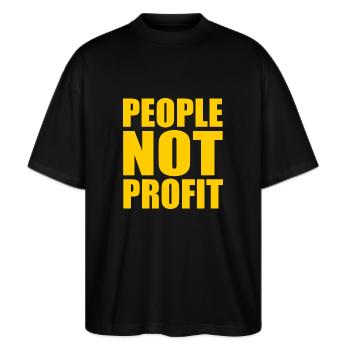 People not profit - Stanley/Stella Oversized Unisex Organic T-shirt Blaster 2.0 - black - Front - Alina (178cm) & Michal (187cm)