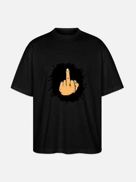 Splatter middle finger - Stanley/Stella Oversized Unisex Organic T-shirt Blaster 2.0 - black