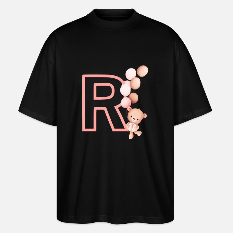 Buchstabe r rosa Bär - Stanley/Stella Oversized Unisex Bio T-Shirt Blaster 2.0 - Schwarz