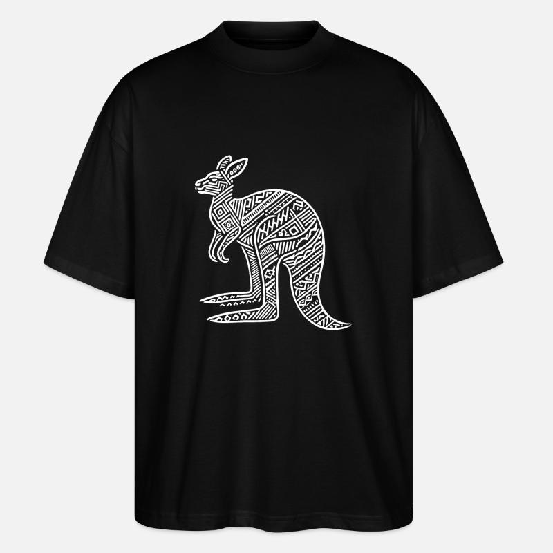 Kangaroo with tribal pattern - Stanley/Stella Oversized Unisex Organic T-shirt Blaster 2.0 - black
