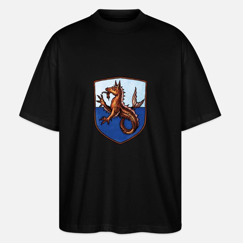 Wappen Kelpie Seepferd - Stanley/Stella Oversized Unisex Bio T-Shirt Blaster 2.0 - Schwarz