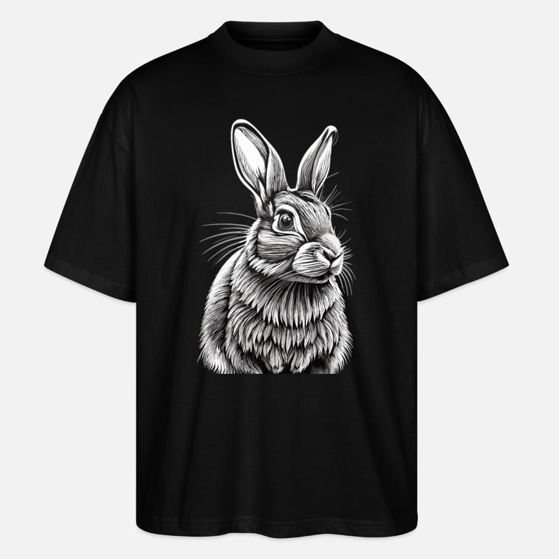 Portrait de lapin - T-shirt bio Blaster 2.0 coupe oversize Stanley/Stella Unisexe - noir