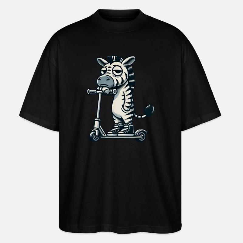 Zebra Scooter Kickroller Funny Comic - Stanley/Stella Oversized Unisex Organic T-shirt Blaster 2.0 - black