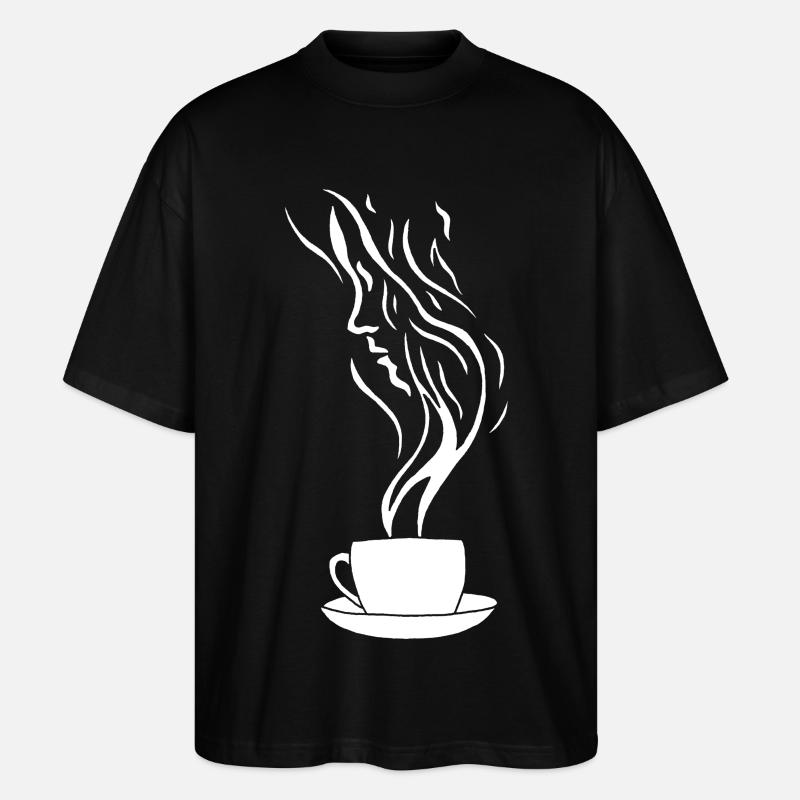 Kaffee und das menschliche Gesicht - Stanley/Stella Oversized Unisex Bio T-Shirt Blaster 2.0 - Schwarz