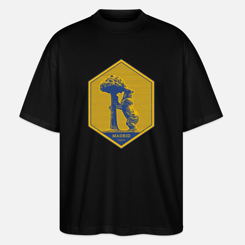 Madrid Emblem mit Bär und Baum - Stanley/Stella Oversized Unisex Bio T-Shirt Blaster 2.0 - Schwarz