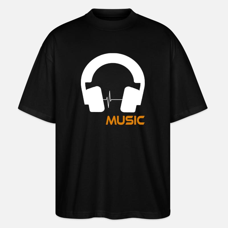 Music wave headset logo - Stanley/Stella Oversized Unisex Organic T-shirt Blaster 2.0 - black