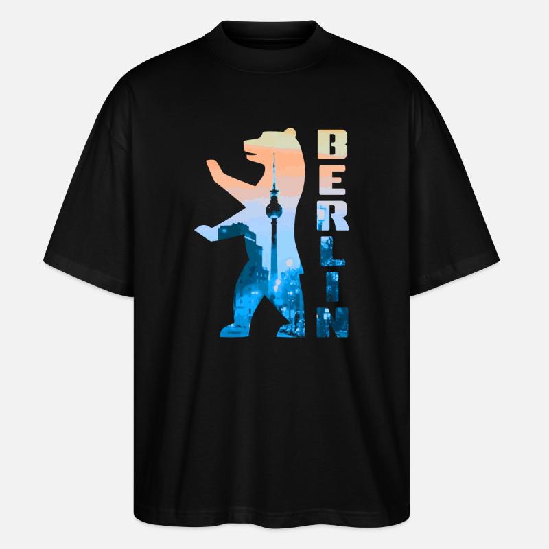 Silhouette d’ours de Berlin - T-shirt bio Blaster 2.0 coupe oversize Stanley/Stella Unisexe - noir