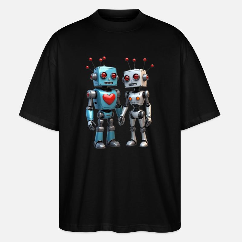 Roboter Pärchen - Stanley/Stella Oversized Unisex Bio T-Shirt Blaster 2.0 - Schwarz