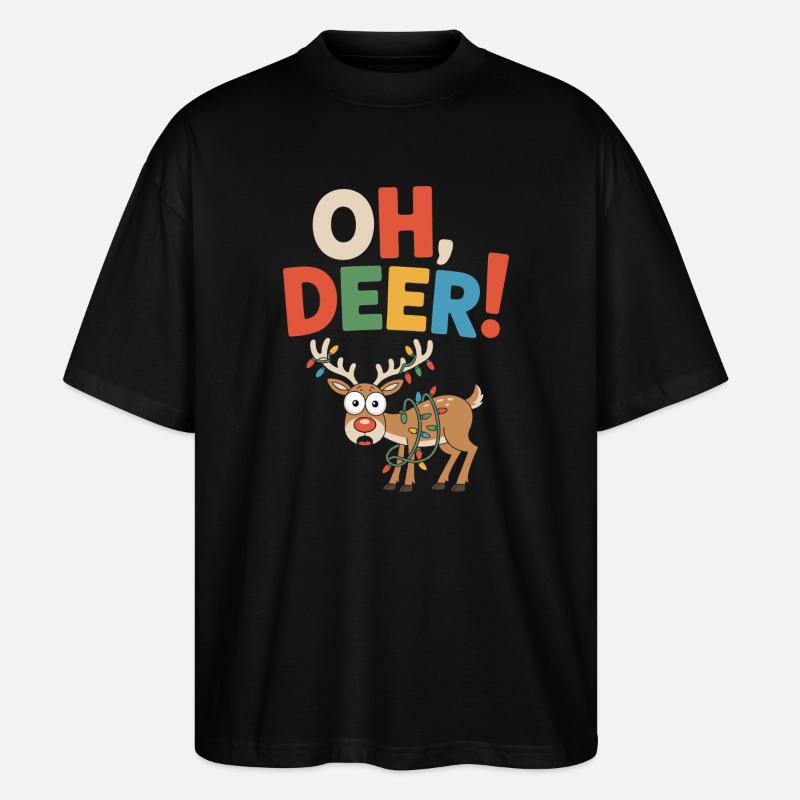 Oh, Reh! Lustiges Weihnachtsgeschenk-Design - Stanley/Stella Oversized Unisex Bio T-Shirt Blaster 2.0 - Schwarz