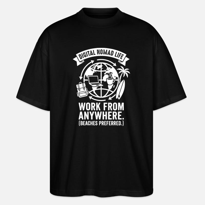 Arbeiten Überall - Stanley/Stella Oversized Unisex Bio T-Shirt Blaster 2.0 - Schwarz