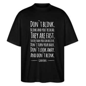 Don´t blink - Doctor Who - Stanley/Stella Oversized Unisex Bio T-Shirt Blaster 2.0 - Schwarz - Vorne - Alina (178cm) & Michal (187cm)