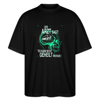 Der Arzt sagt - Busfahrer - Stanley/Stella Oversized Unisex Bio T-Shirt Blaster 2.0 - Schwarz - Vorne - Alina (178cm) & Michal (187cm)