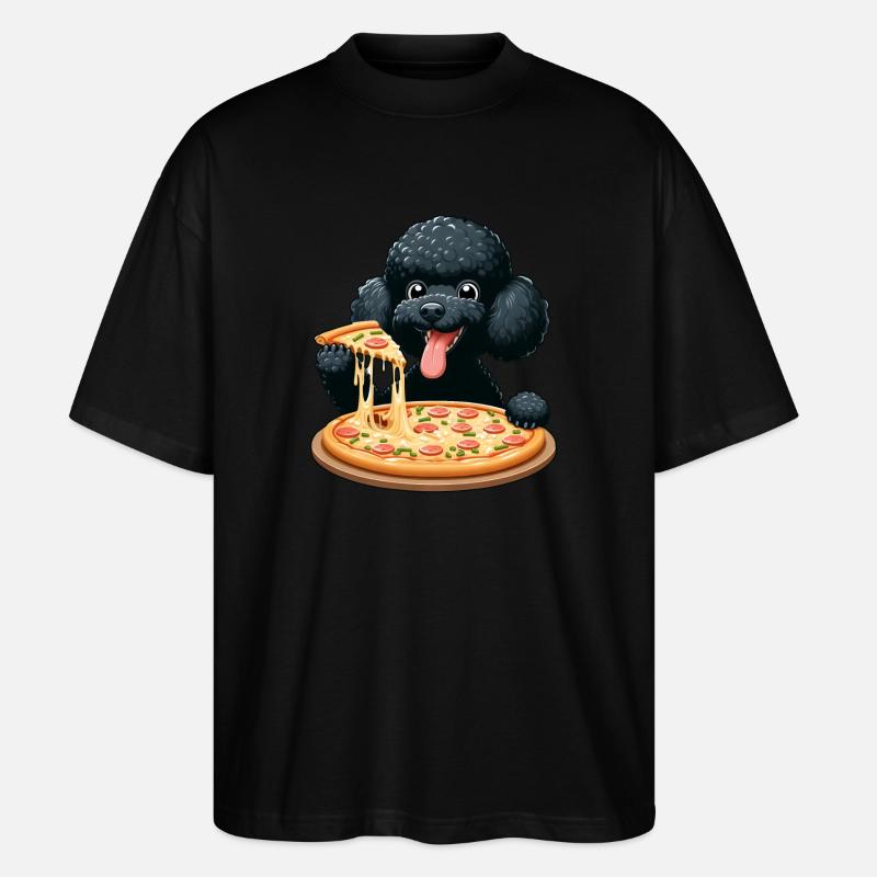 Caniche comique avec pizza - T-shirt bio Blaster 2.0 coupe oversize Stanley/Stella Unisexe - noir