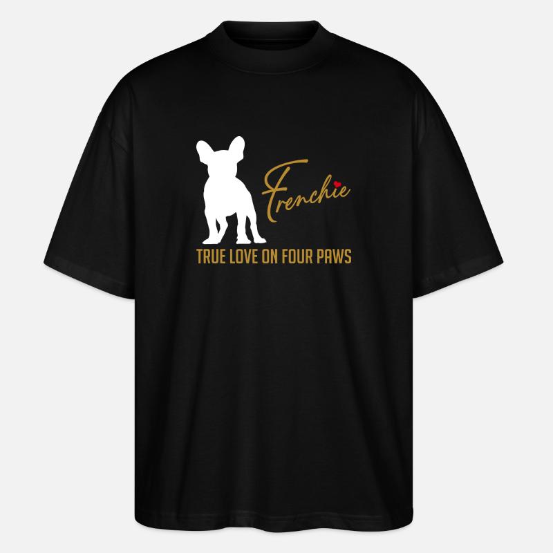 Frenchie amour sur quatre pattes - T-shirt bio Blaster 2.0 coupe oversize Stanley/Stella Unisexe - noir