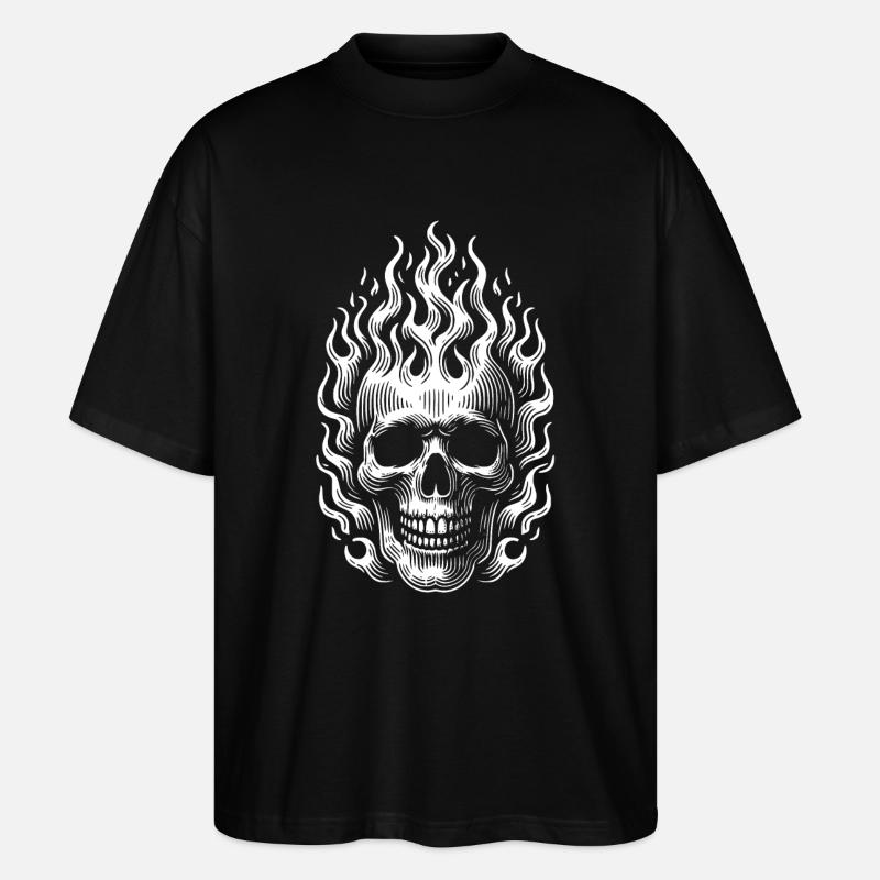 Skull mit Flammen brennender Skull - Stanley/Stella Oversized Unisex Bio T-Shirt Blaster 2.0 - Schwarz