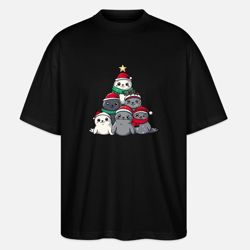 Robbe Weihnachten Christbaum - Stanley/Stella Oversized Unisex Bio T-Shirt Blaster 2.0 - Schwarz