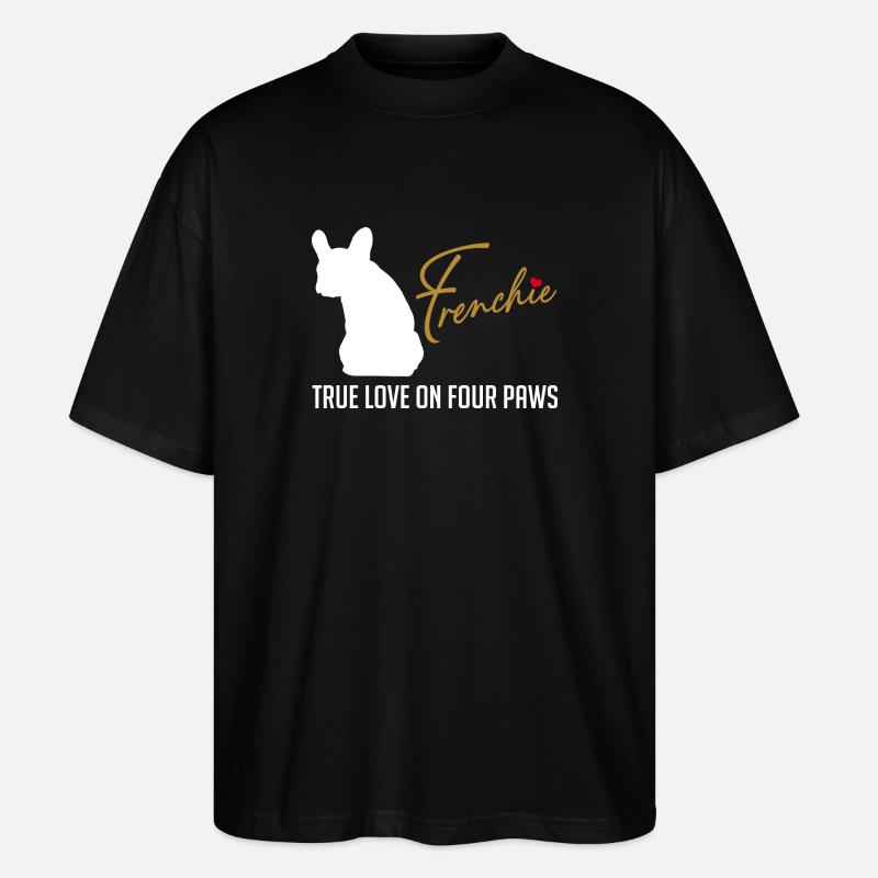 Frenchie amour sur quatre pattes - T-shirt bio Blaster 2.0 coupe oversize Stanley/Stella Unisexe - noir